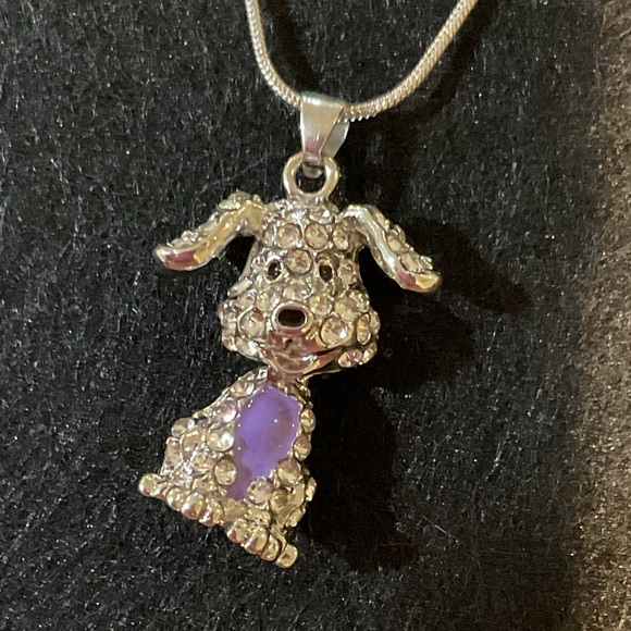Silver and Purple Dog Pendant Necklace - Picture 3 of 12